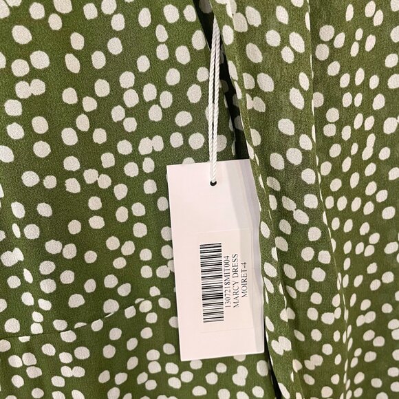 Last Chance! New Reformation Marcy Spotted Mini Dress Moiret Green 4, S $218 - Picture 9 of 11